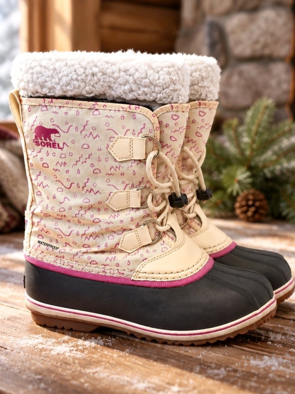 SOREL Yoot Pac Waterproof Winter Boots Honey White Orchid - Womens - Size 6.5